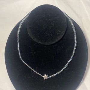 gray flower choker necklace